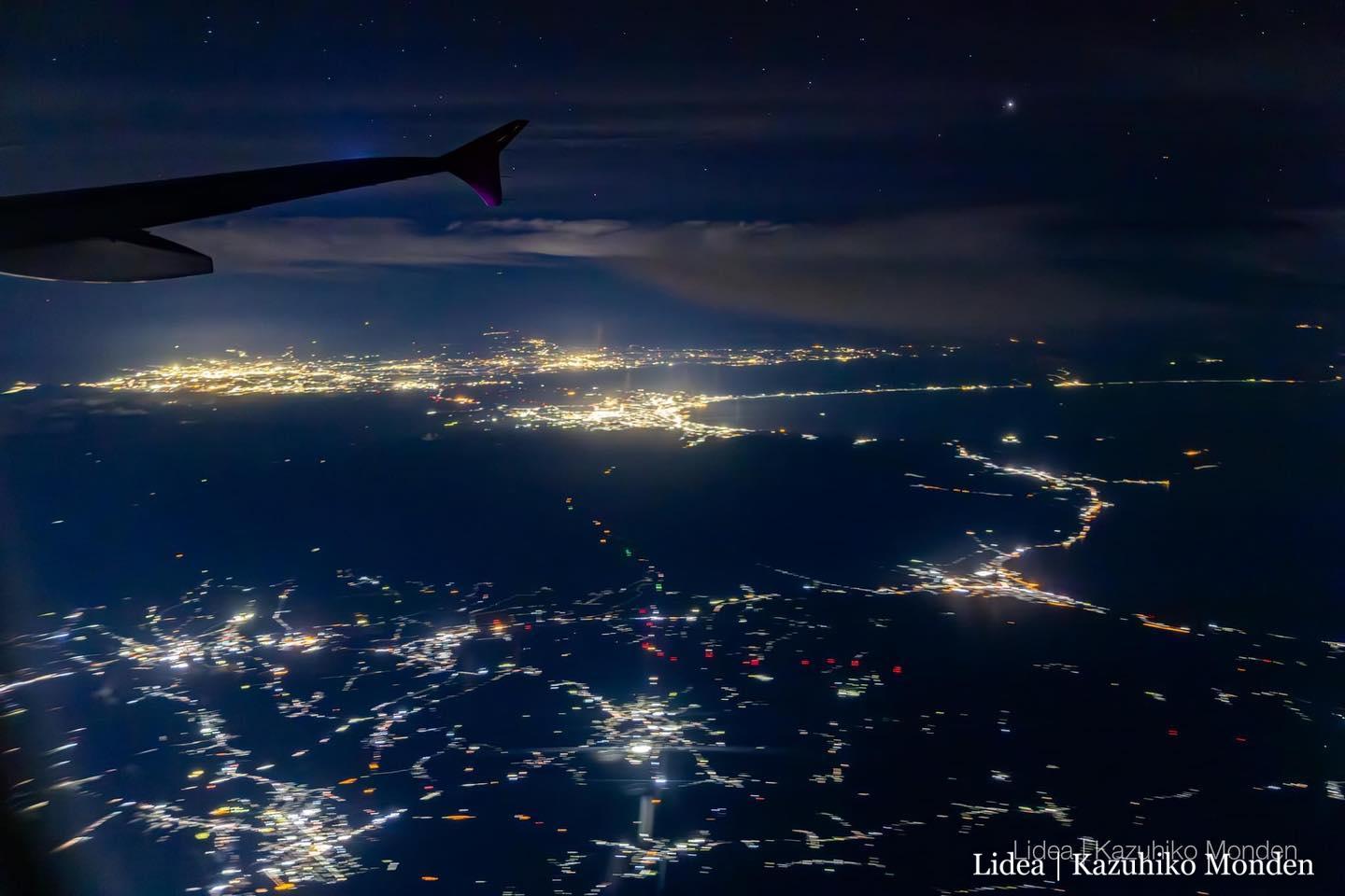 夜の青森県を空から眺める。Aomori Pref. at Night - Flight view